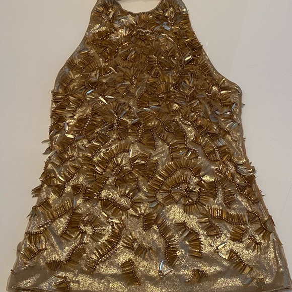 Ralph Lauren Gold Embellished Halter Blouse - Picture 3 of 6